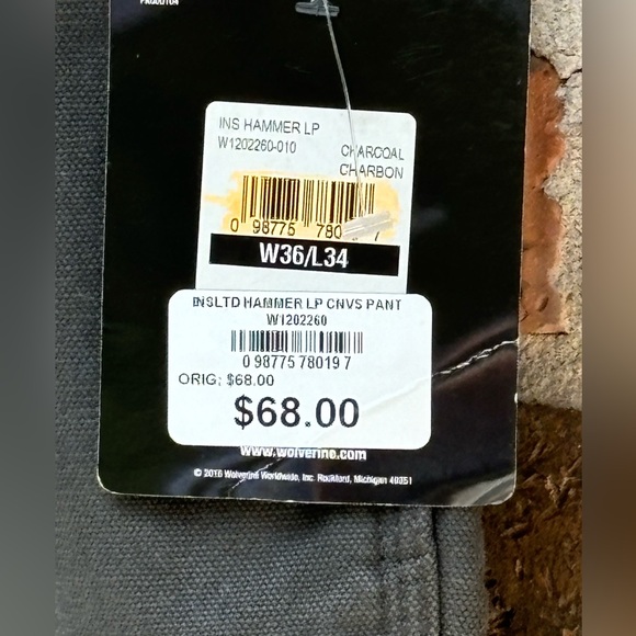 Wolverine Hammer Loop Fleece Lined Pant Wide Legs,Traditional Fit Men’s 36 by 34 - Picture 3 of 12